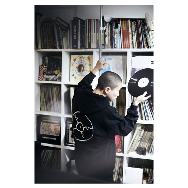 Record Emb'd 80/20 Hoodie / Designed by Tomoo Gokita