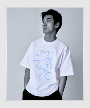 Logo Tee / Designed by Tomoo Gokita / White x Pale Blue