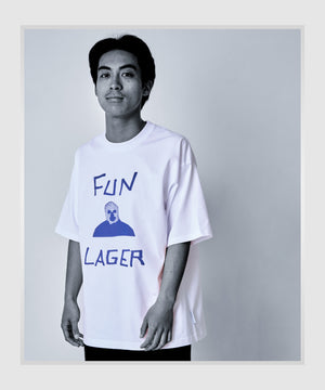 FUN LAGER Tee Designed by Tomoo Gokita / White x Navy