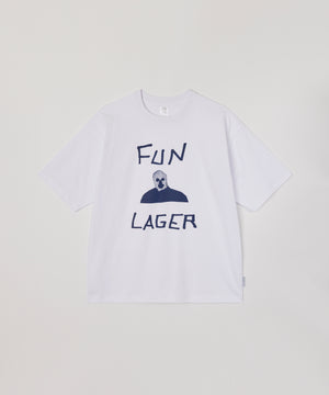 FUN LAGER Tee Designed by Tomoo Gokita / White x Navy